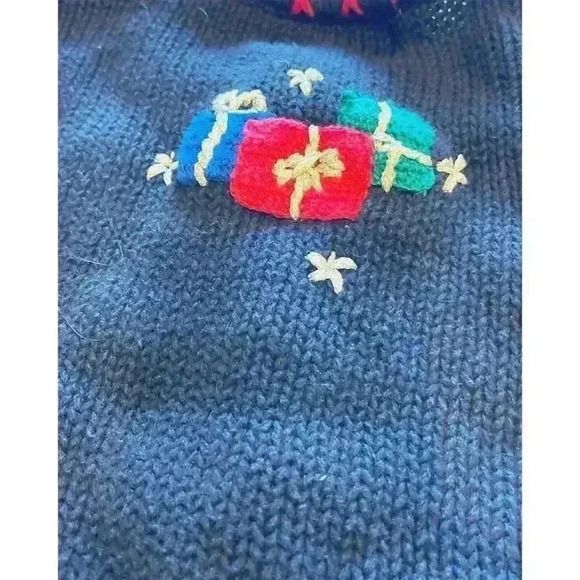 Vtg Christmas Sweater Designers Originals Studio Patchwork Embroidered EUC PM - Picture 15 of 16